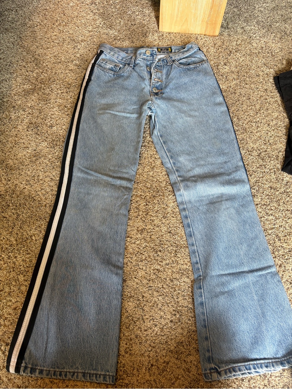 Light Blue Women's Flared Jeans with Side Stripe